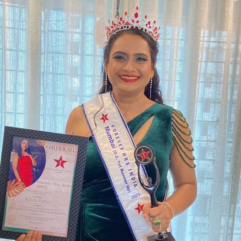 Kavita Pathare Runner Up Mrs Mumbai 2023 Crown