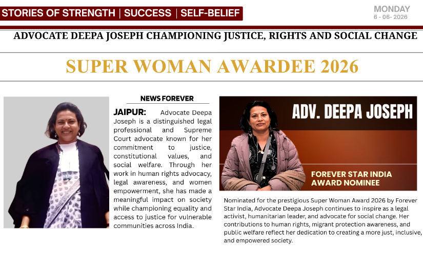 dvocate Deepa Joseph from Delhi Nominated for Super Woman Award 2026
